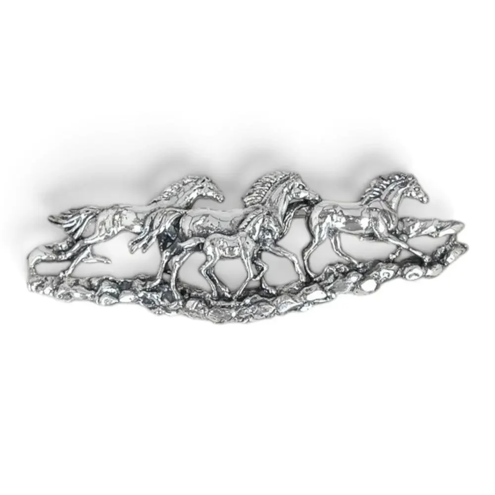 Silver Cloud Inc Sterling Silver Running Horses Brooch Pin Southwestern